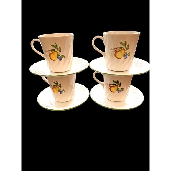 Corelle Coordinates Stoneware Cup & Saucer Set Of 8- 4 Each Chutney Swirl Design - Picture 2 of 9